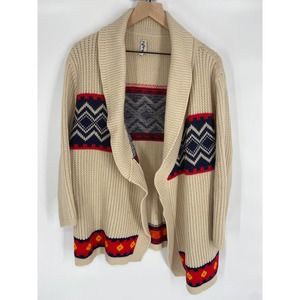Vintage Narp-Ees Tribal print Creme Vintage 70s Cardigan EUC sz OS